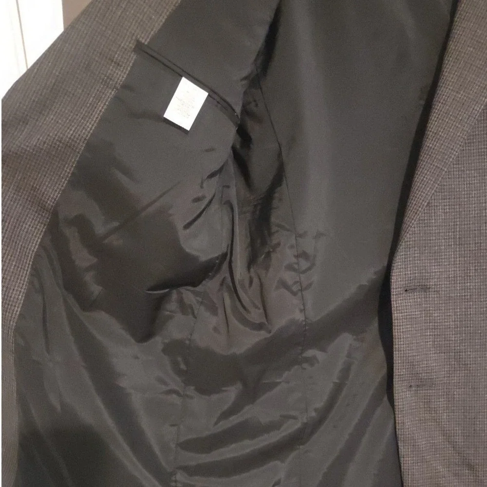 Lauren Ralph Lauren Grey Wool Micro Check Two Button Blazer Men's 41R Sport Coat